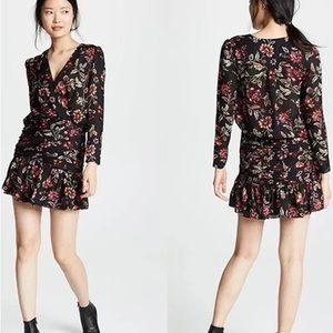 A.L.C. Haven Silk Dress Mini Floral Black size 4